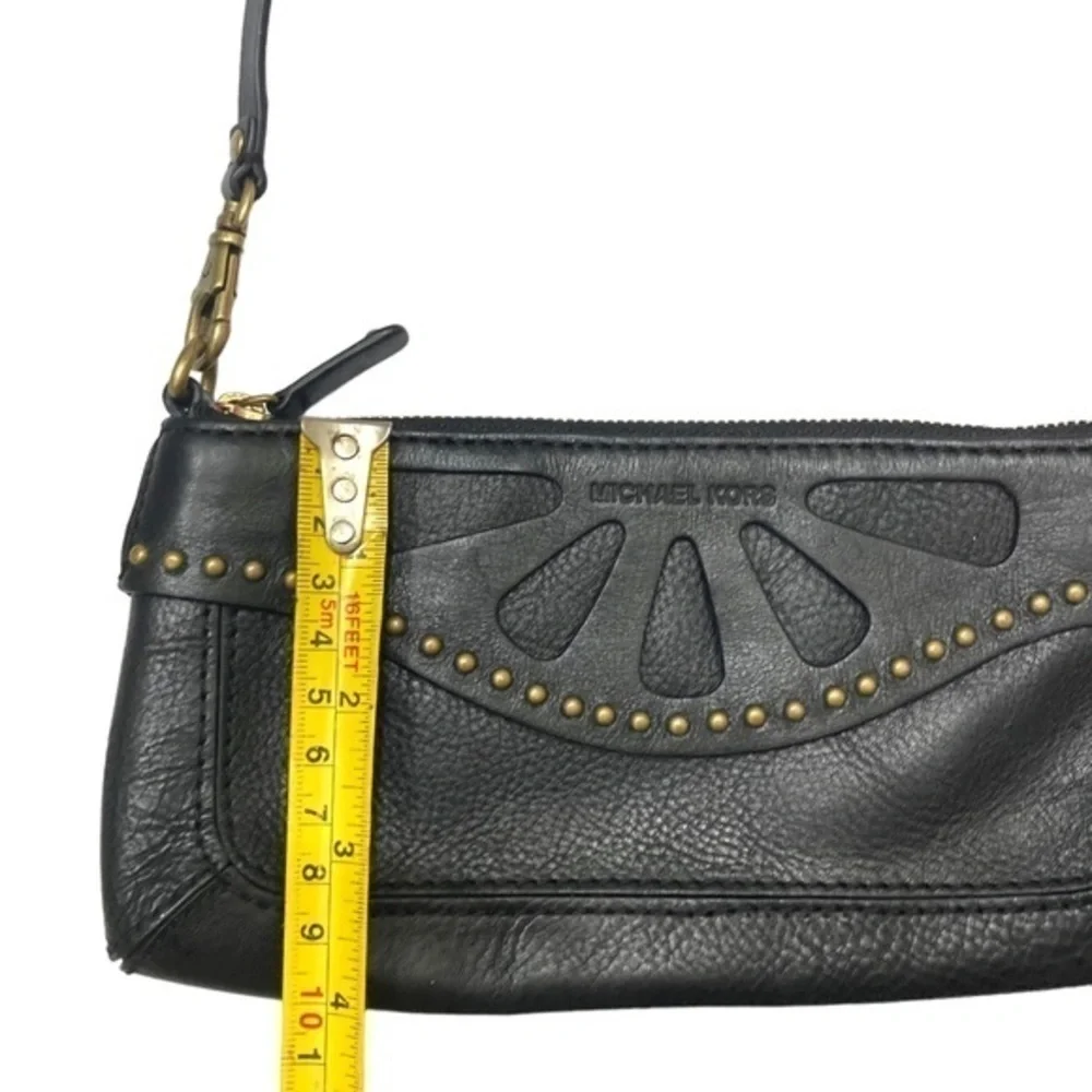 Michael Kors black leather studded mini bag convertible wristlet